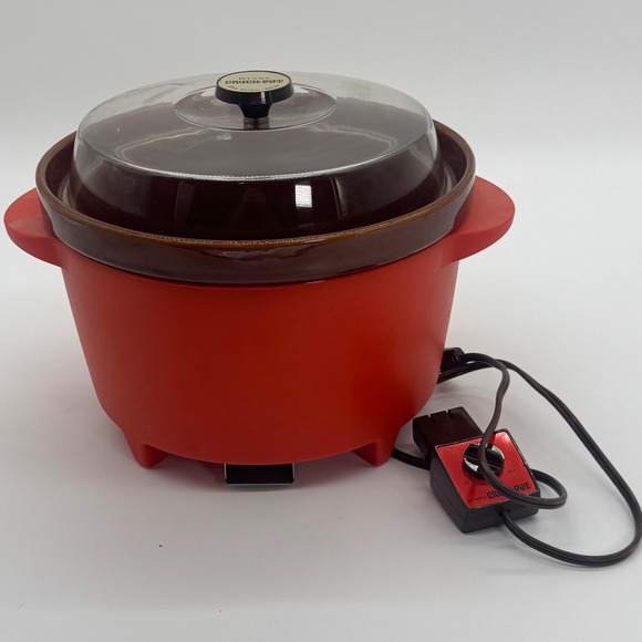 Rival Other - Vintage Rival Crock-Pot Slow Cooker Server Red Model 3300-2 Brown Ceramic Insert